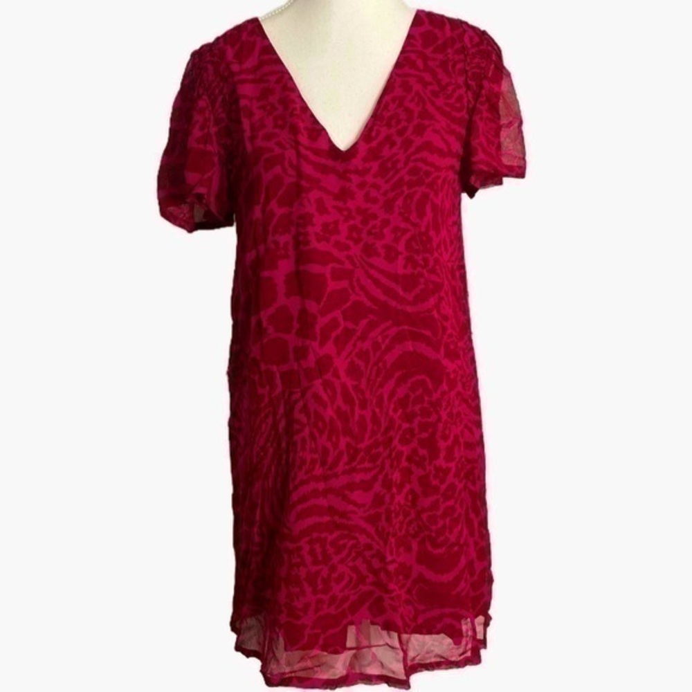 PAIGE Coco Rumba Red Mixed Zebra Silk Mini Dress